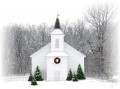 雪が降る田舎のクリスマス教会